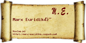 Marx Euridiké névjegykártya